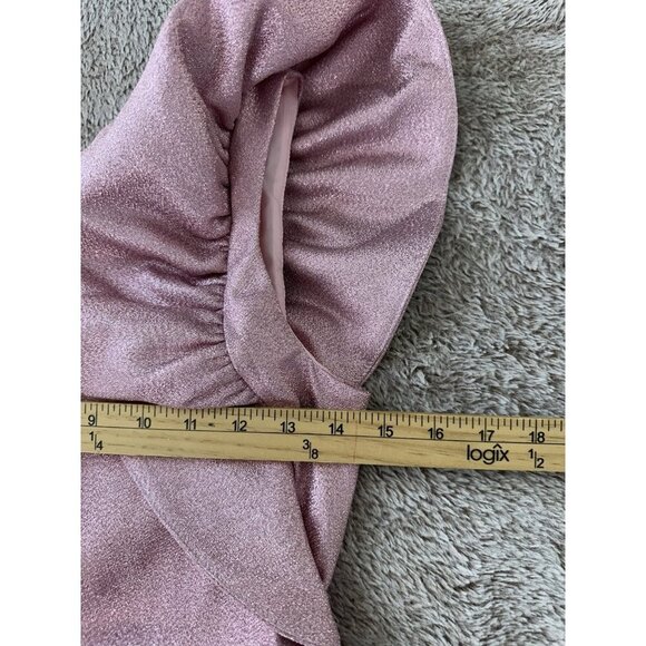 Topshop One Shoulder Glitter Textured Ruffled Mini Party Dress Pink Size 2 NWT - Picture 8 of 16